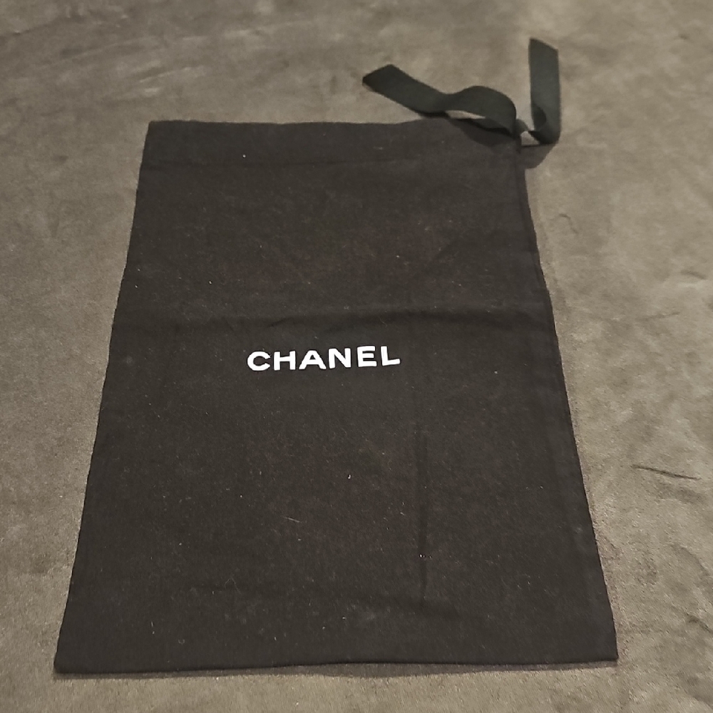 CHANEL Black Fabric Bag with White Logo